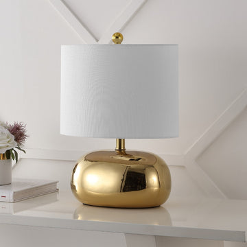 Calix 20" Mid-Century Glam Ceramic/Iron LED Table Lamp - JONATHAN Y